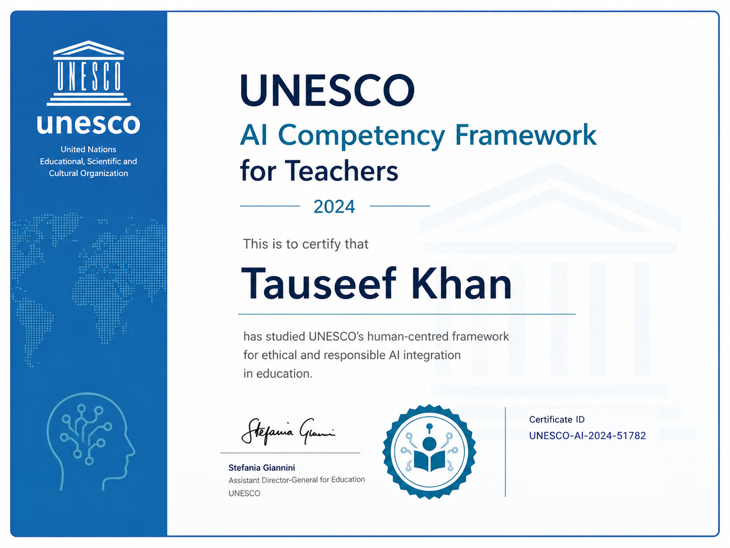 UNESCO AI & Ethics Framework Certificate